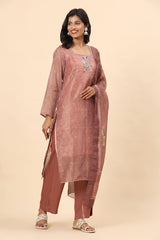 Elegance Unstitched: Classic Kurta Set Mauve