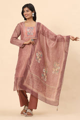 Elegance Unstitched: Classic Kurta Set Mauve