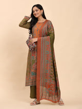 Dark green Elegance Unstitched: Classic Kurta Set