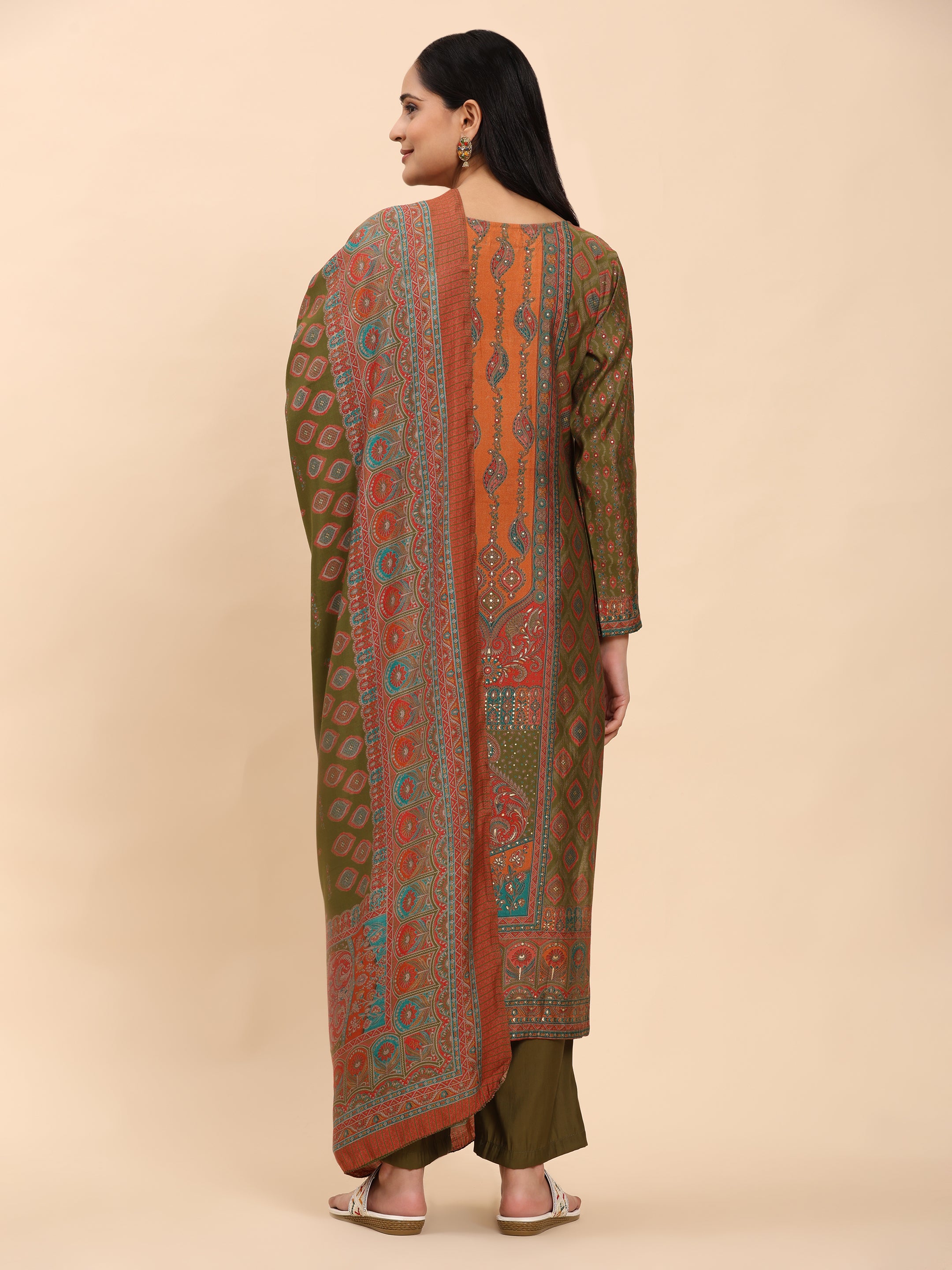 Dark green Elegance Unstitched: Classic Kurta Set