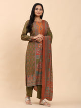 Dark green Elegance Unstitched: Classic Kurta Set