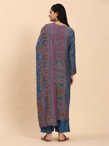 Blue Elegance Unstitched: Classic Kurta Set