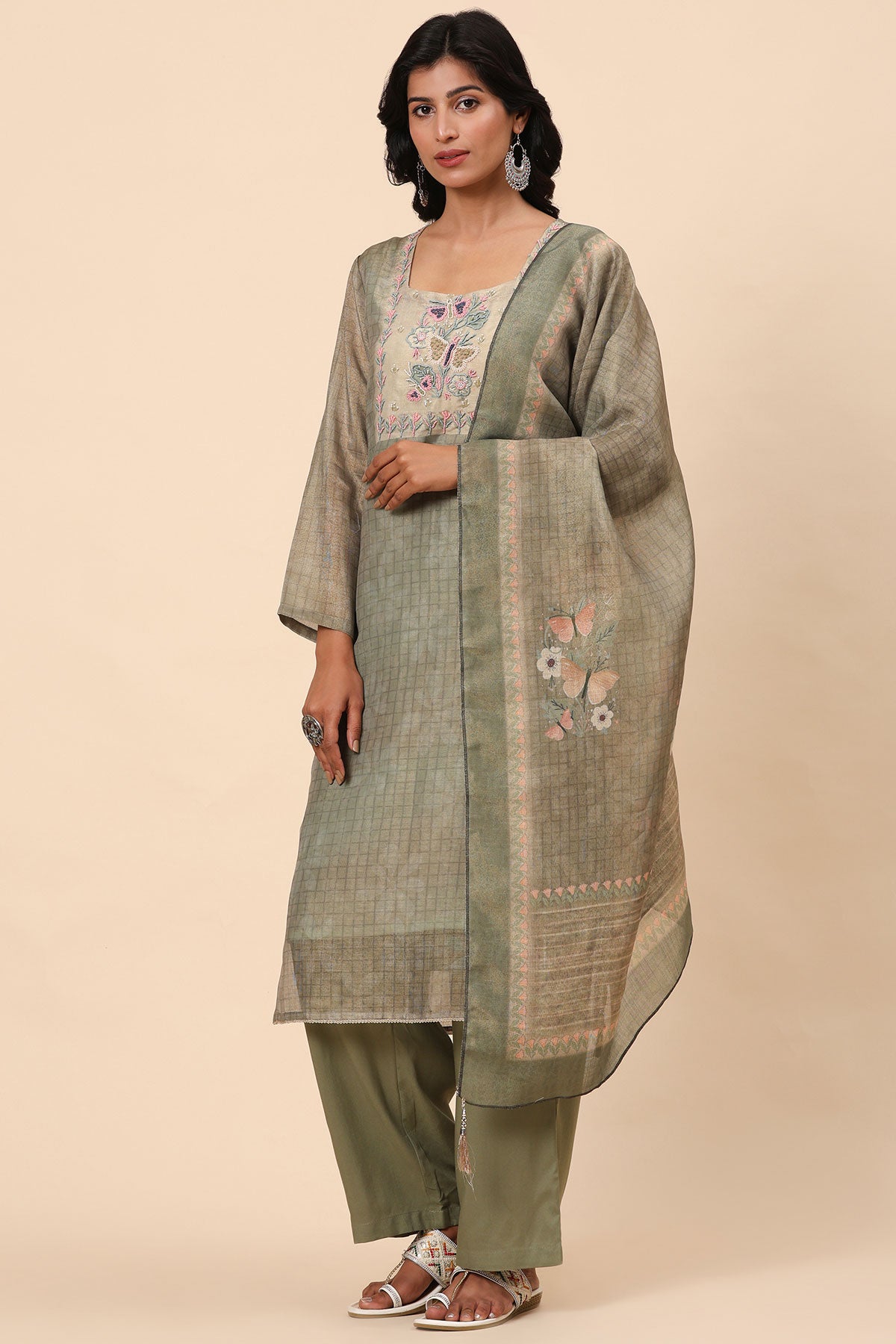 Elegance Unstitched: Classic Kurta Set Sea green