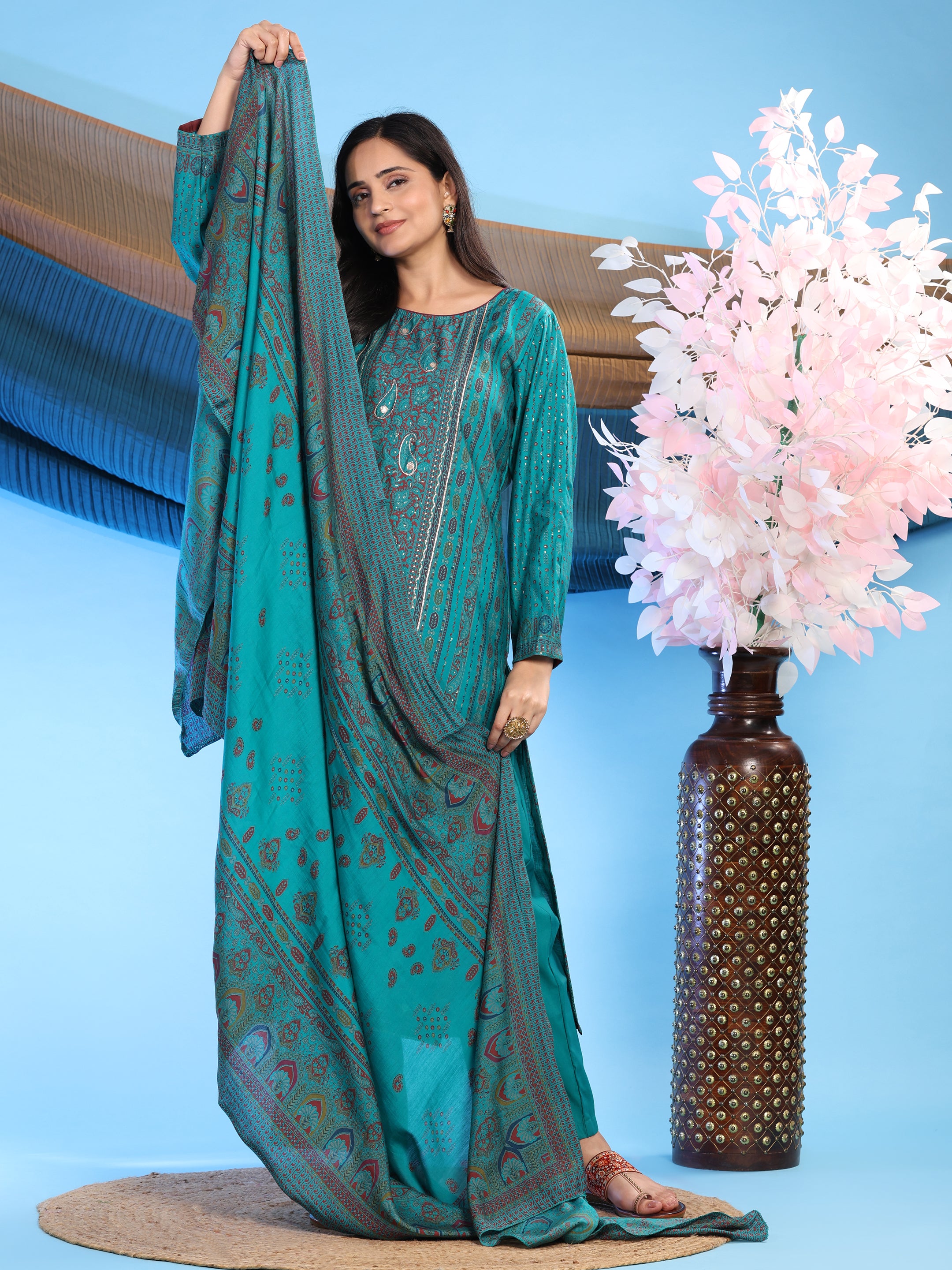 Bottle Green Elegance Unstitched: Classic Kurta Set