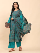 Bottle Green Elegance Unstitched: Classic Kurta Set