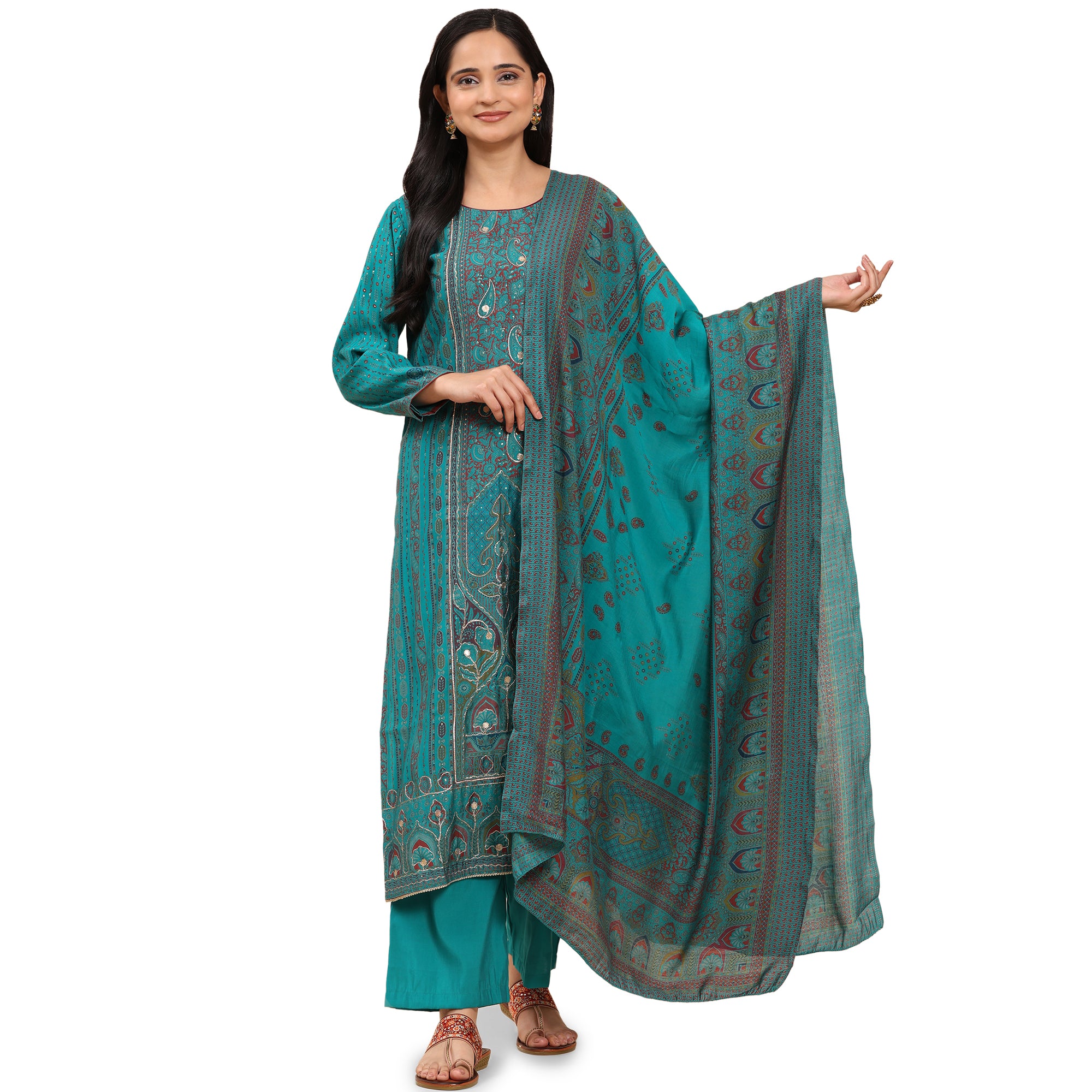 Bottle Green Elegance Unstitched: Classic Kurta Set