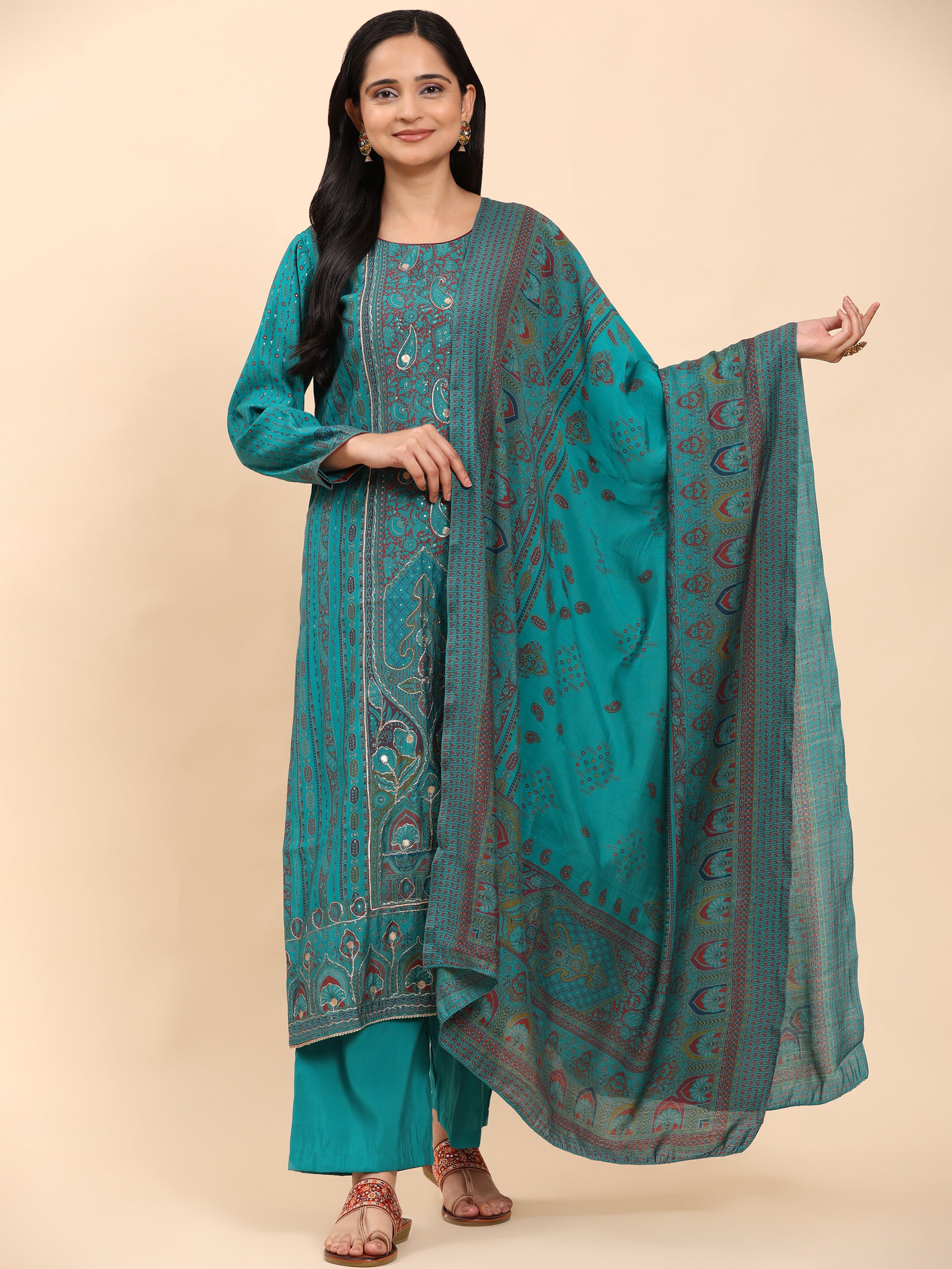 Bottle Green Elegance Unstitched: Classic Kurta Set