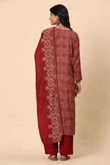 Elegance Unstitched: Classic Kurta Set Maroon