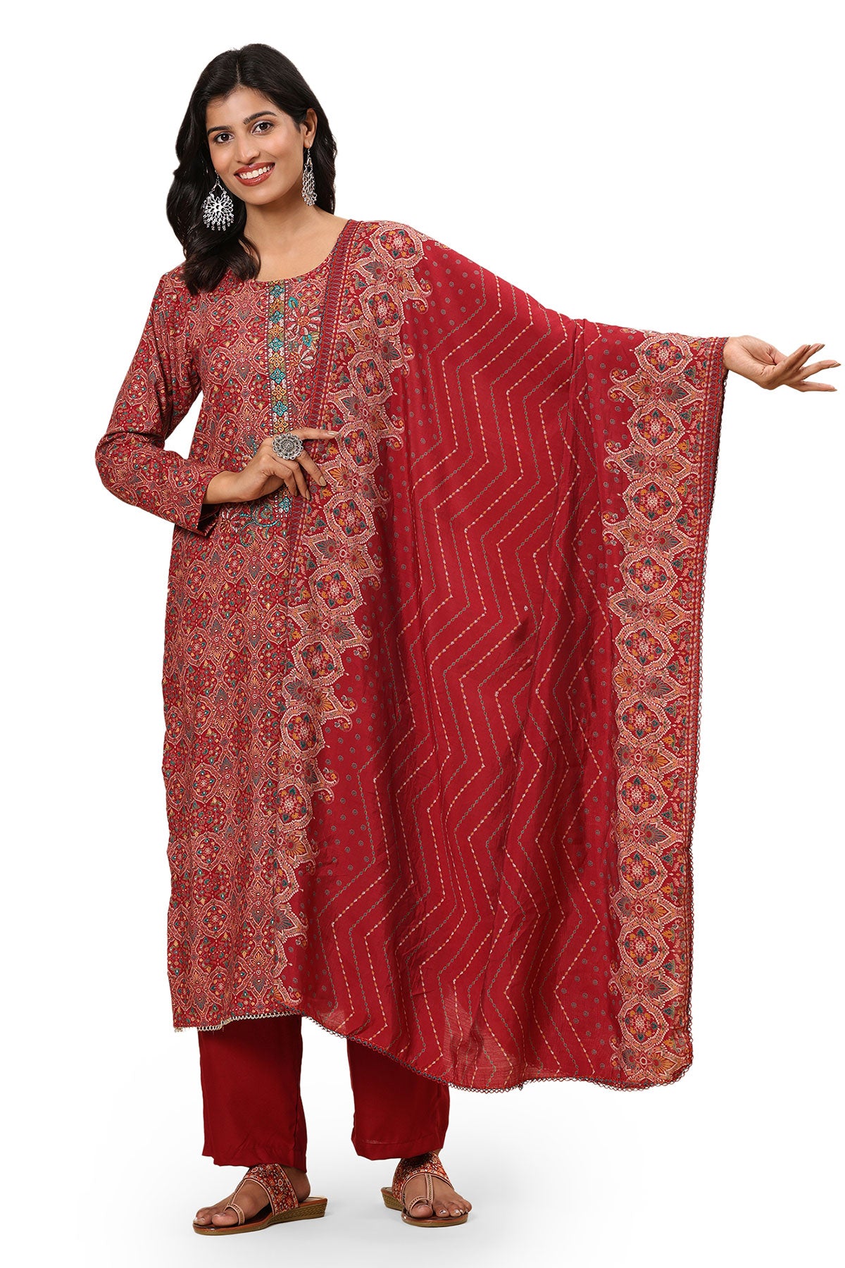 Elegance Unstitched: Classic Kurta Set Maroon