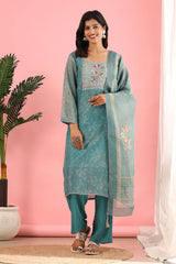 Elegance Unstitched: Classic Kurta Set Green