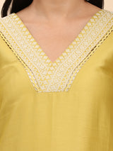 Lemon Elegance Unstitched: Classic Kurta Set