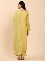 Lemon Elegance Unstitched: Classic Kurta Set