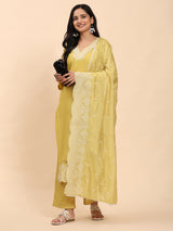 Lemon Elegance Unstitched: Classic Kurta Set