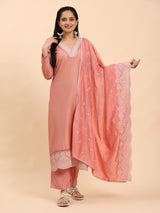 Light Pink Elegance Unstitched: Classic Kurta Set