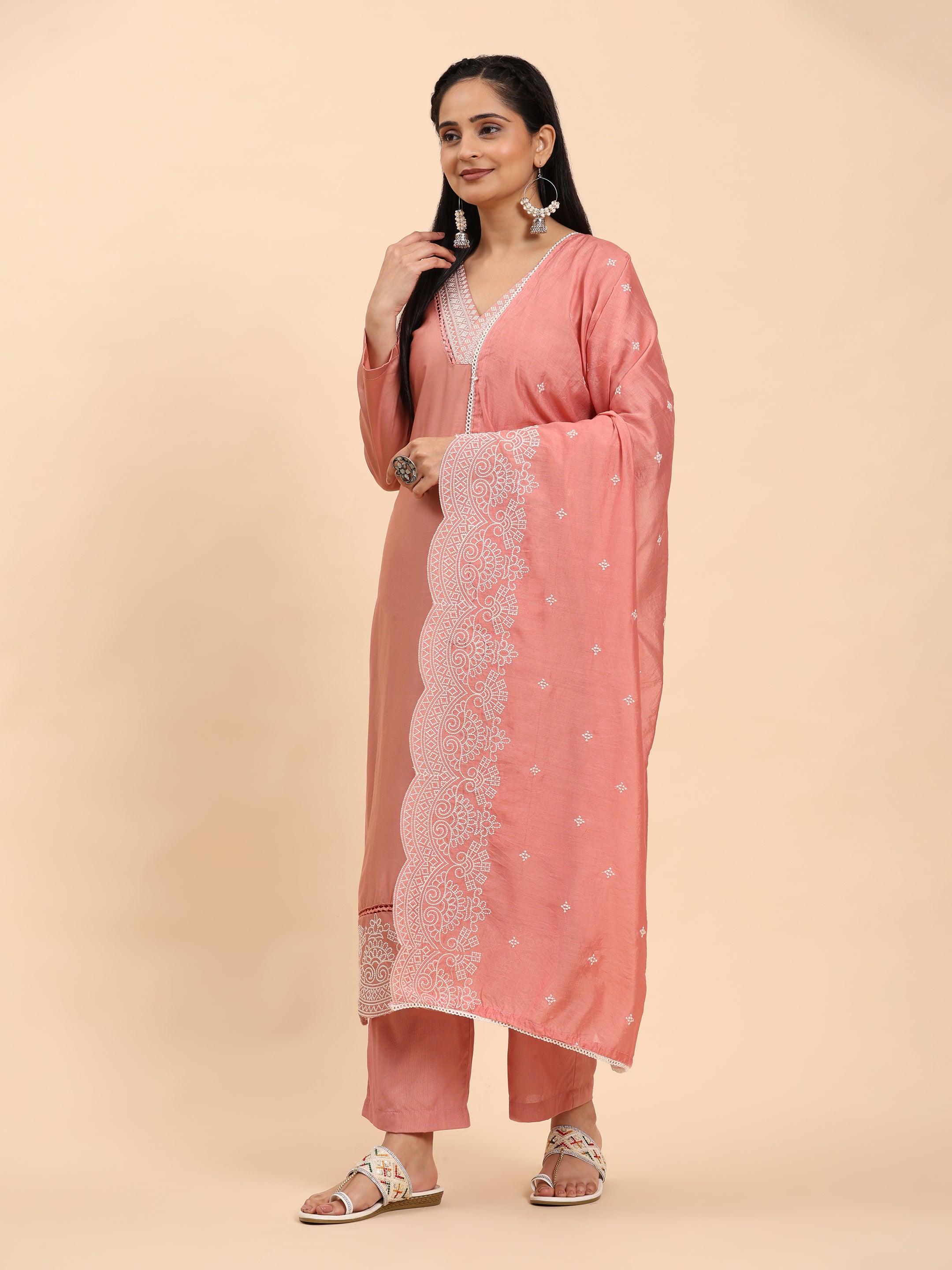 Light Pink Elegance Unstitched: Classic Kurta Set