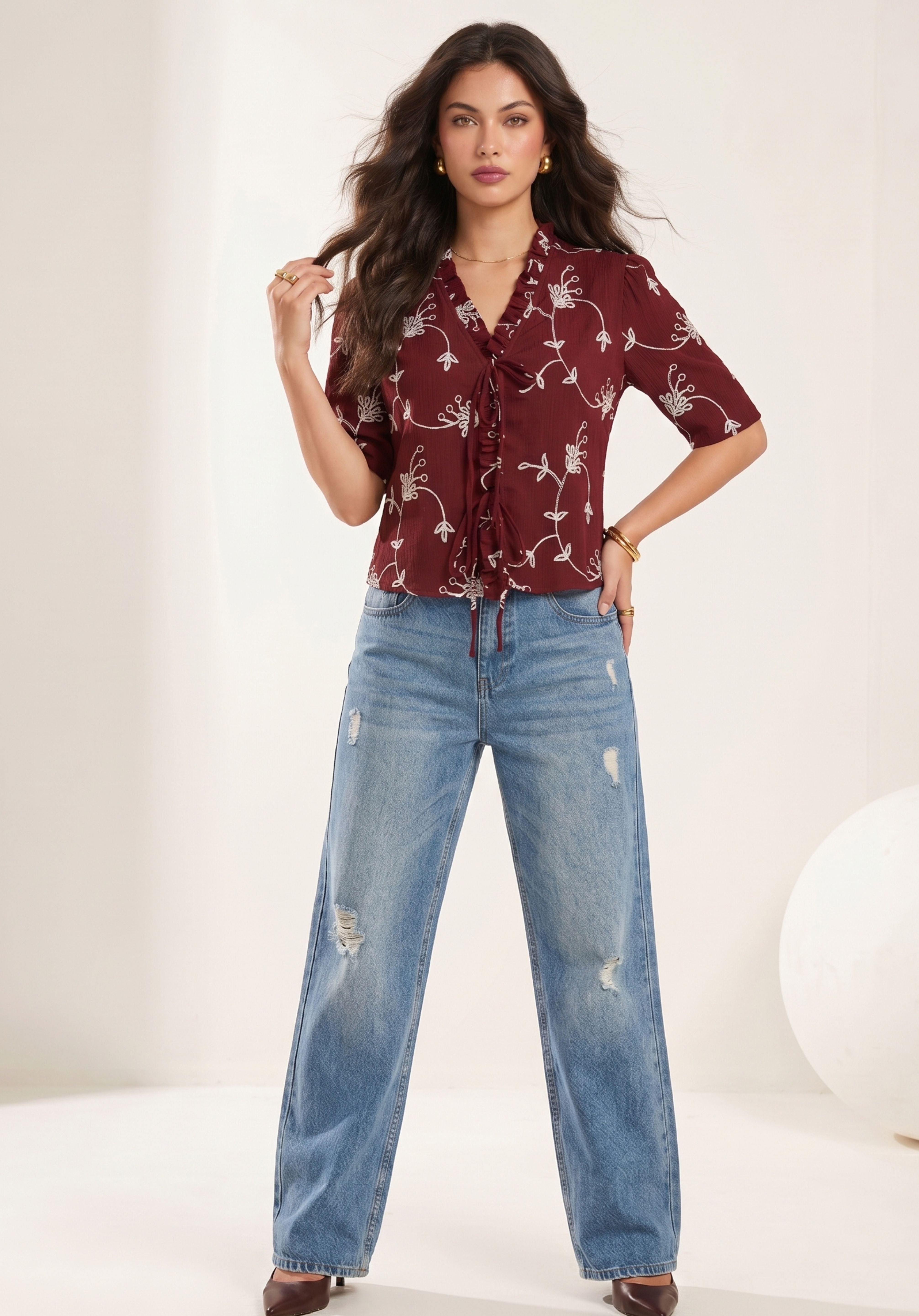 Maroon Elina Top