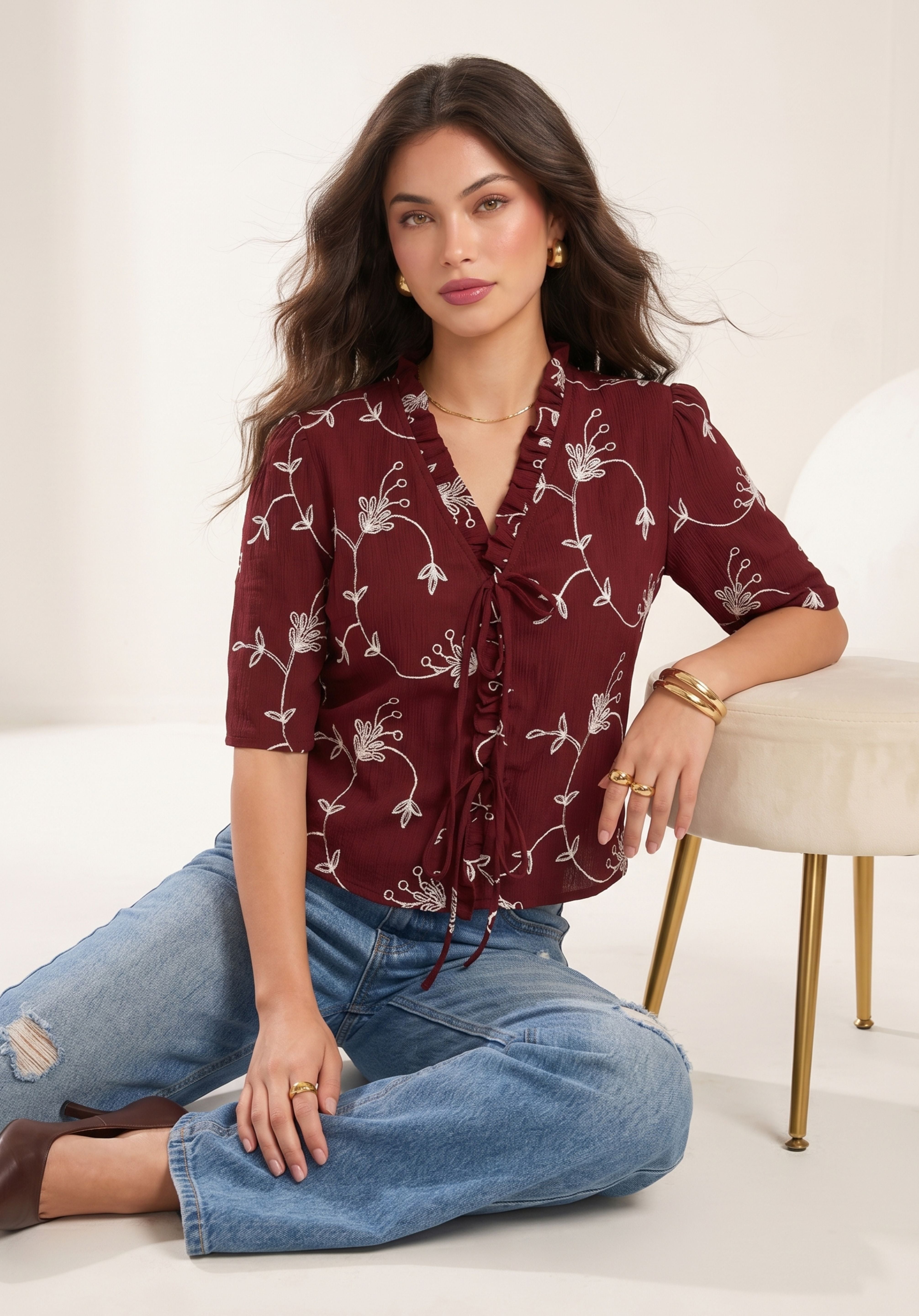 Maroon Elina Top