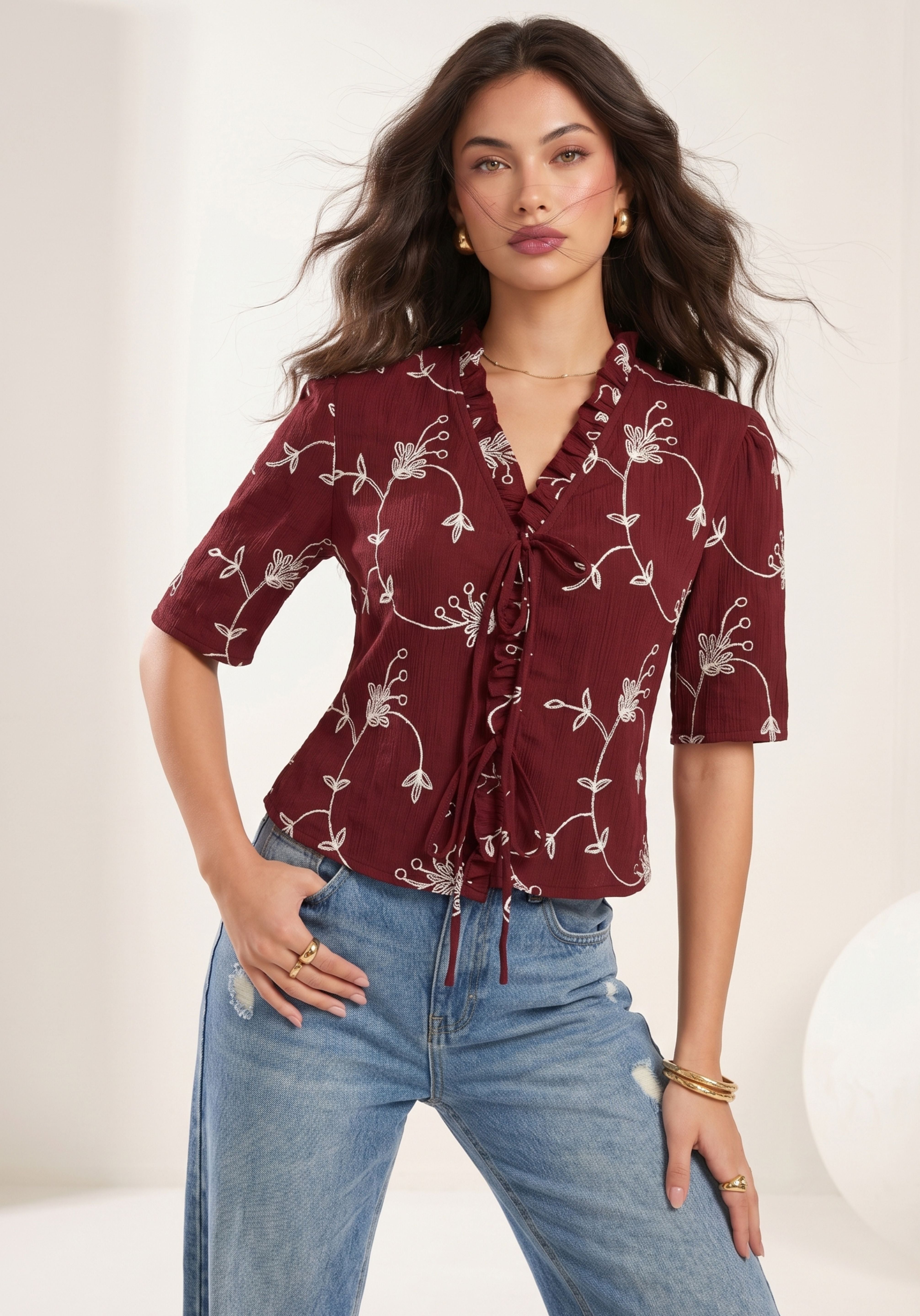 Maroon Elina Top