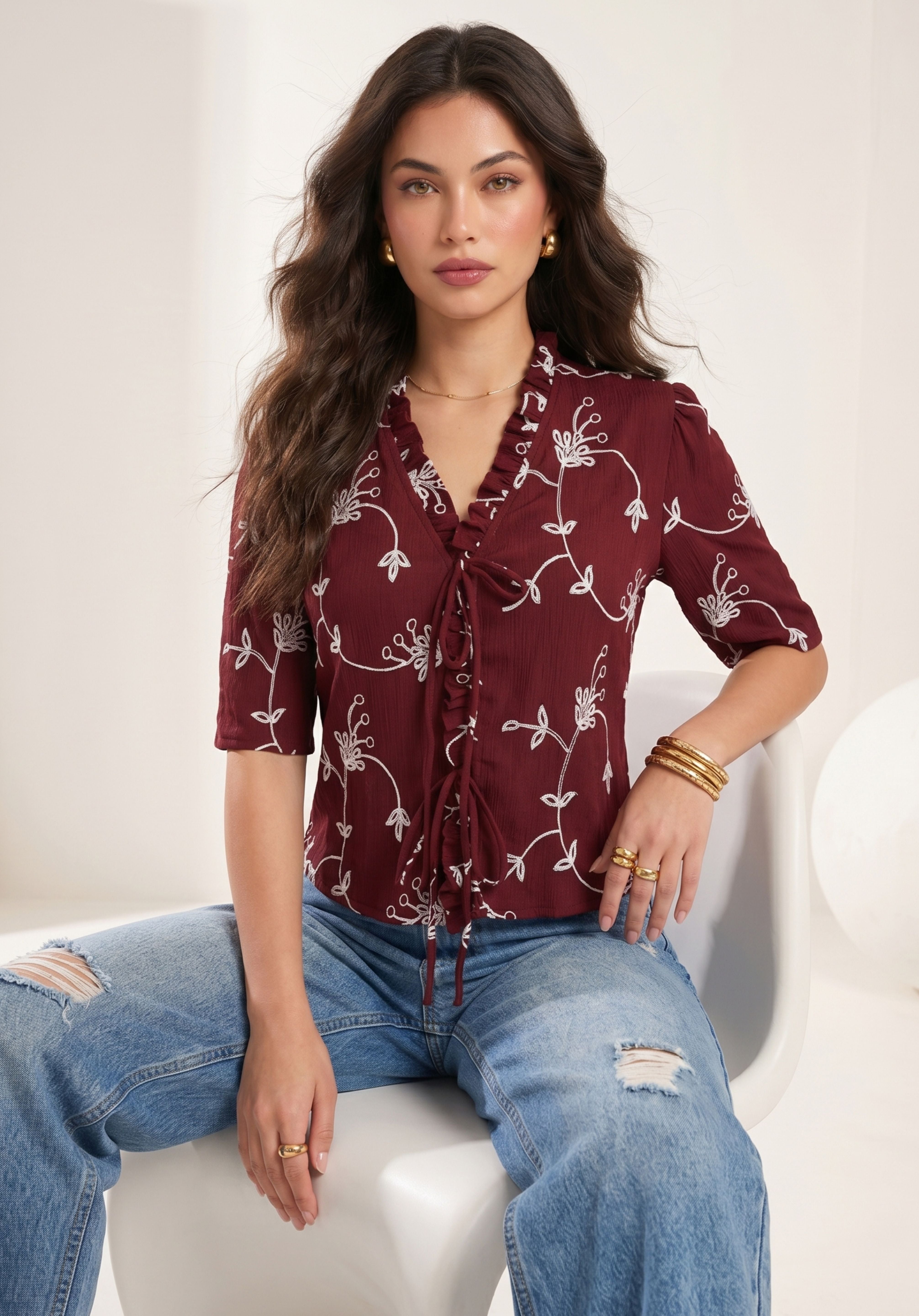 Maroon Elina Top