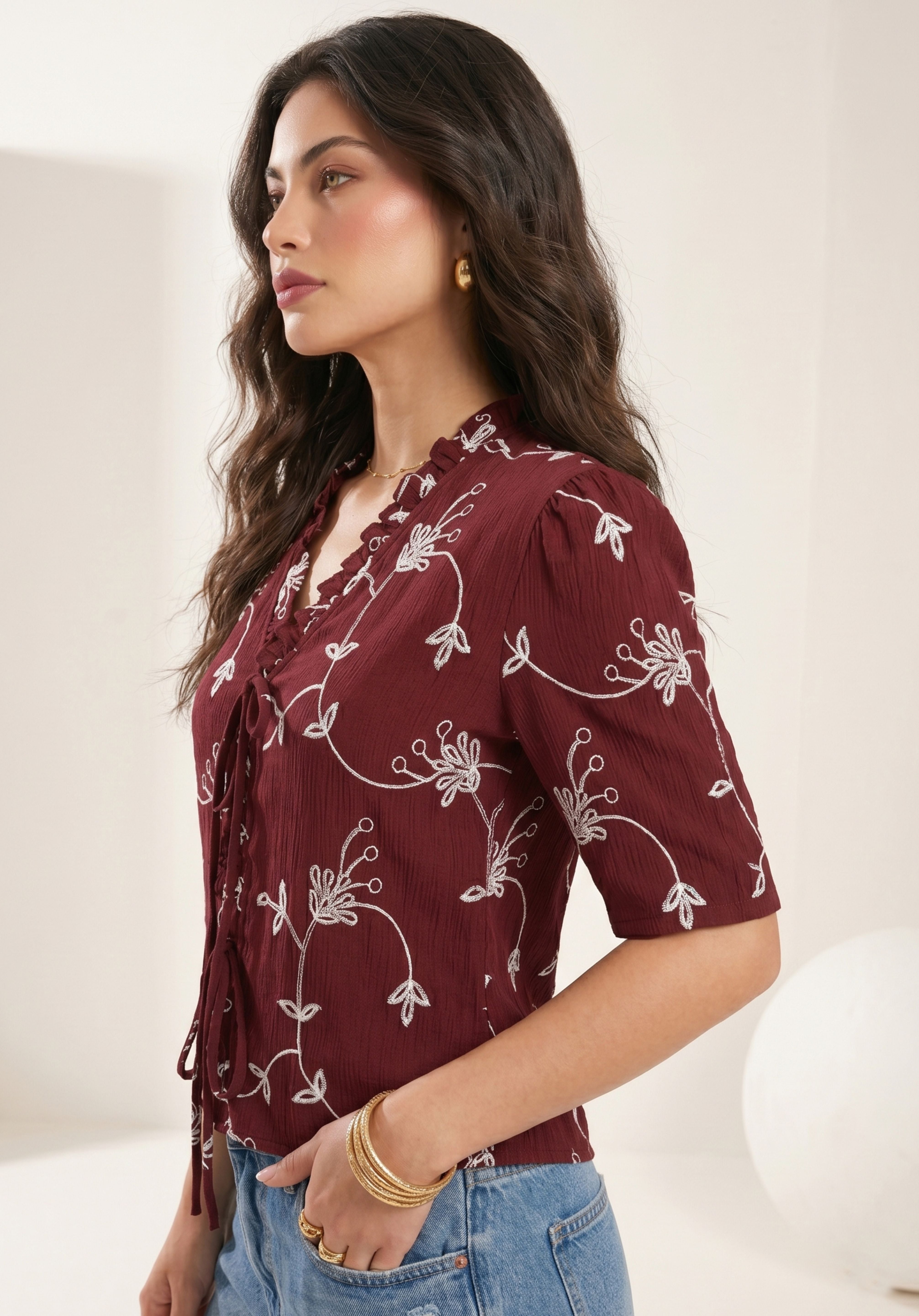 Maroon Elina Top