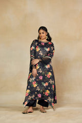 Mystique Elegant Black Floral Printed Suit Set