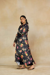 Mystique Elegant Black Floral Printed Suit Set