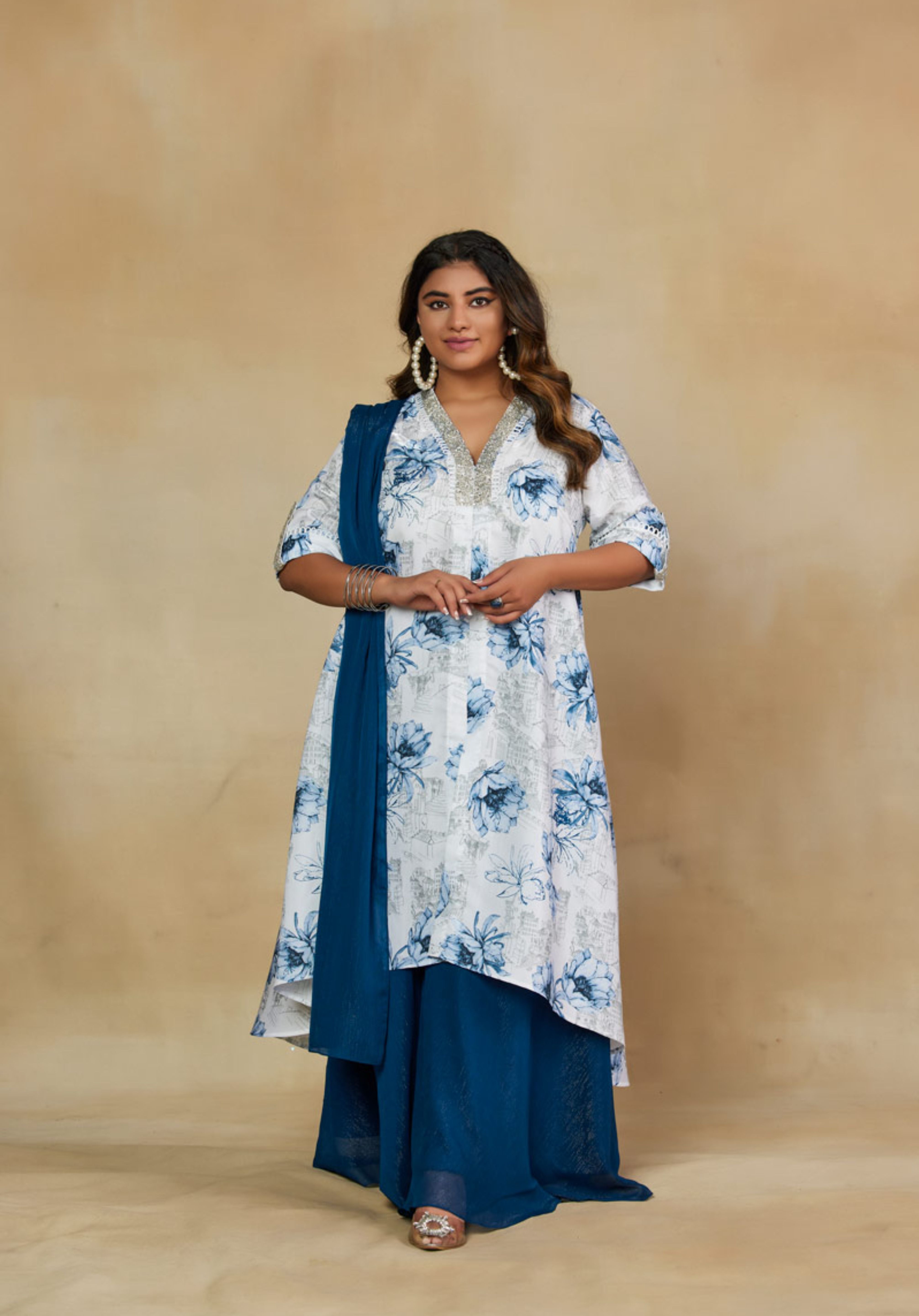 Moonlit Luxurious Dupatta Coord Set with Hand Embroidery