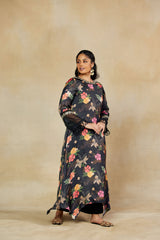 Mystique Elegant Black Floral Printed Suit Set