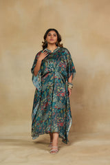 Majestic Green Abstract Print Kaftan Dress