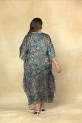 Majestic Green Abstract Print Kaftan Dress