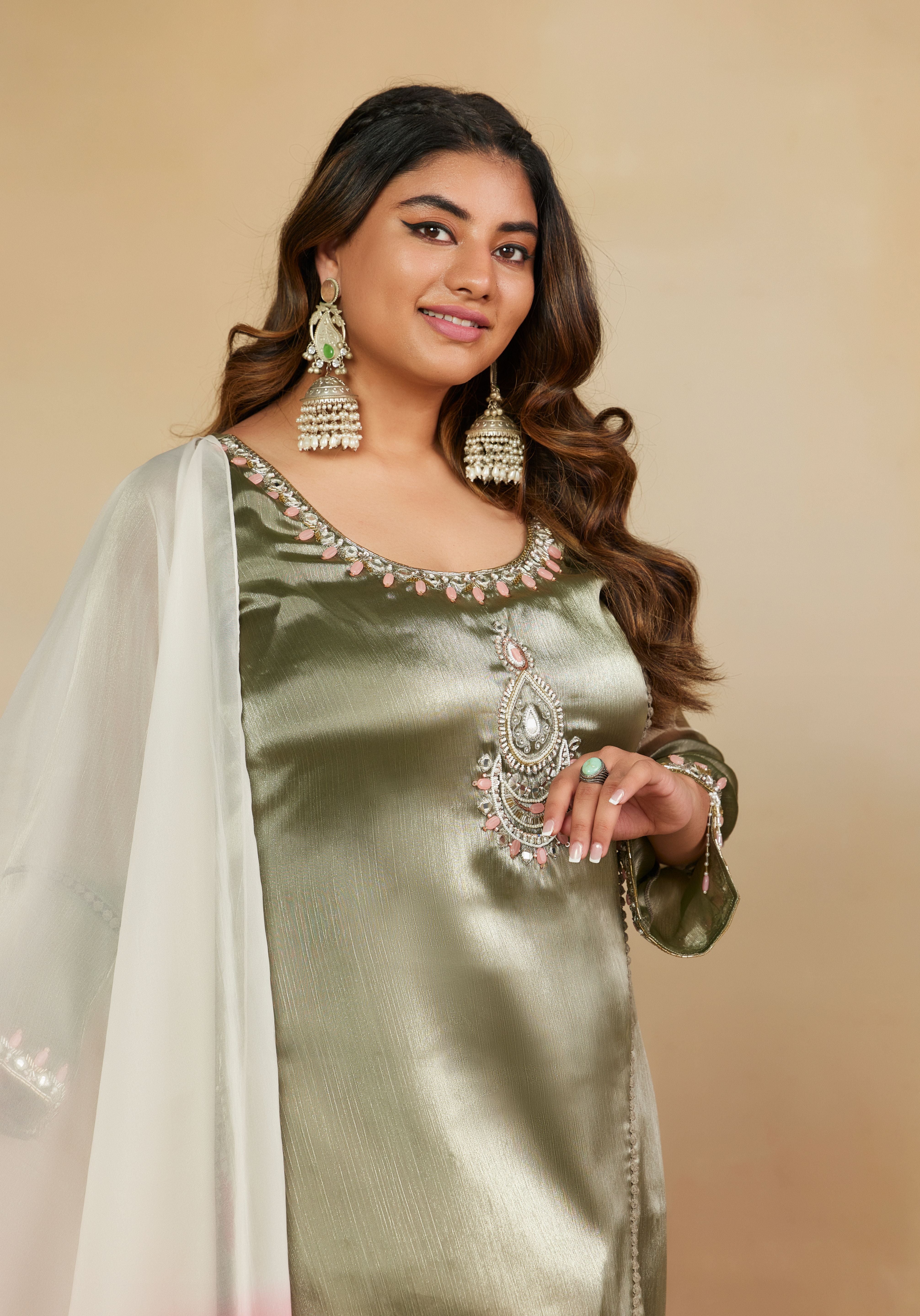 Mirage Chand Embroidered Suit set with Dupatta