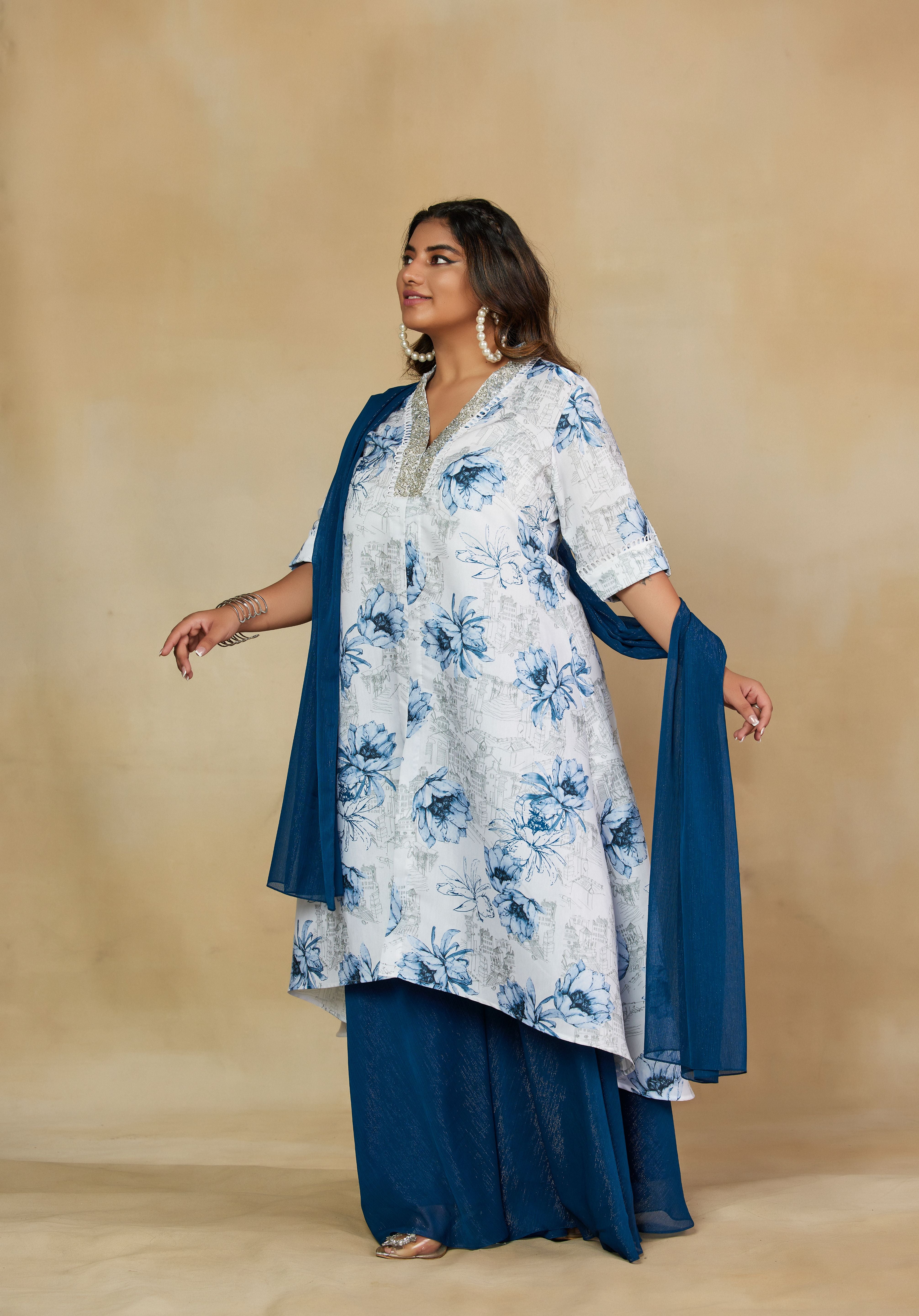 Moonlit Luxurious Dupatta Coord Set with Hand Embroidery