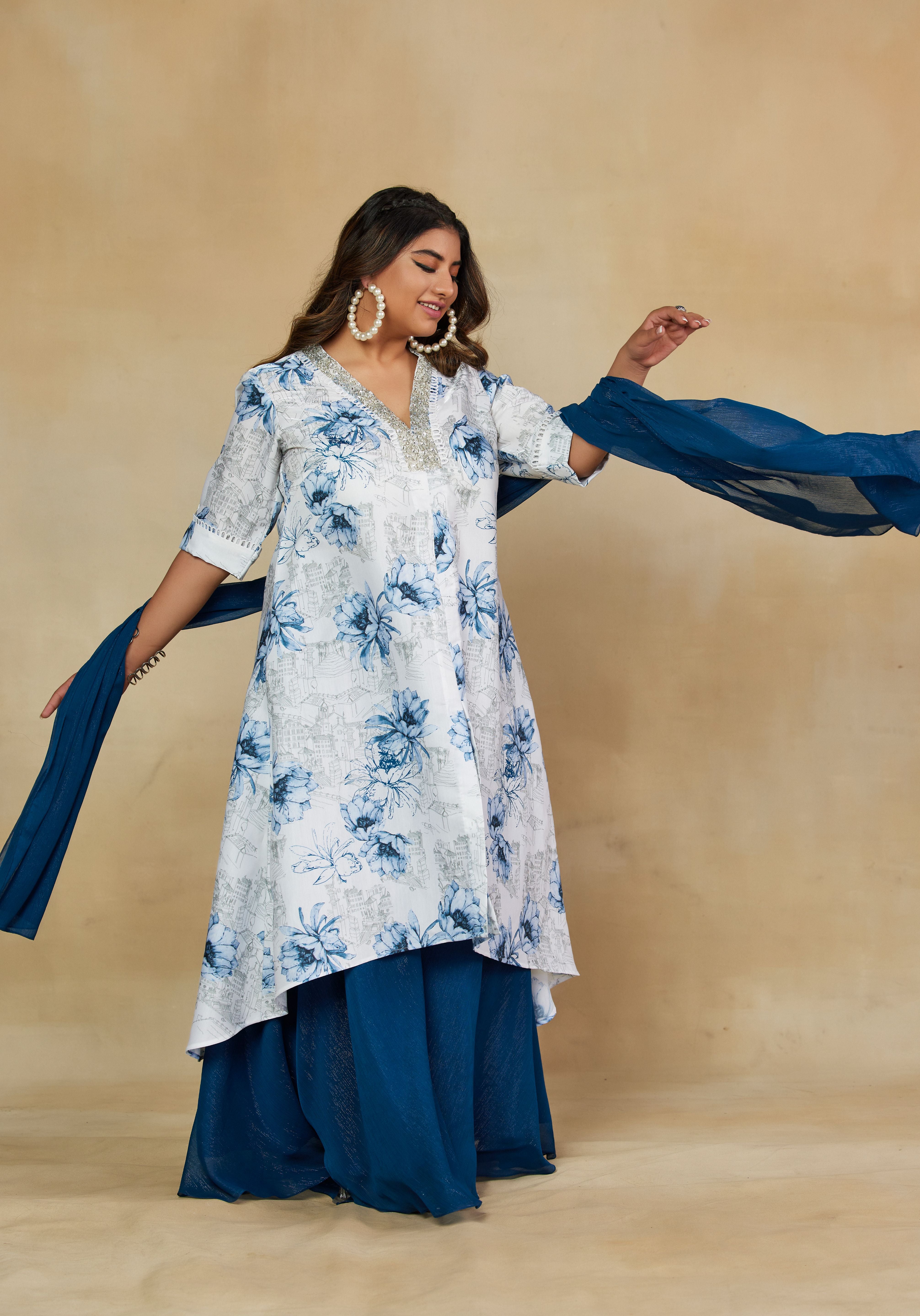 Moonlit Luxurious Dupatta Coord Set with Hand Embroidery