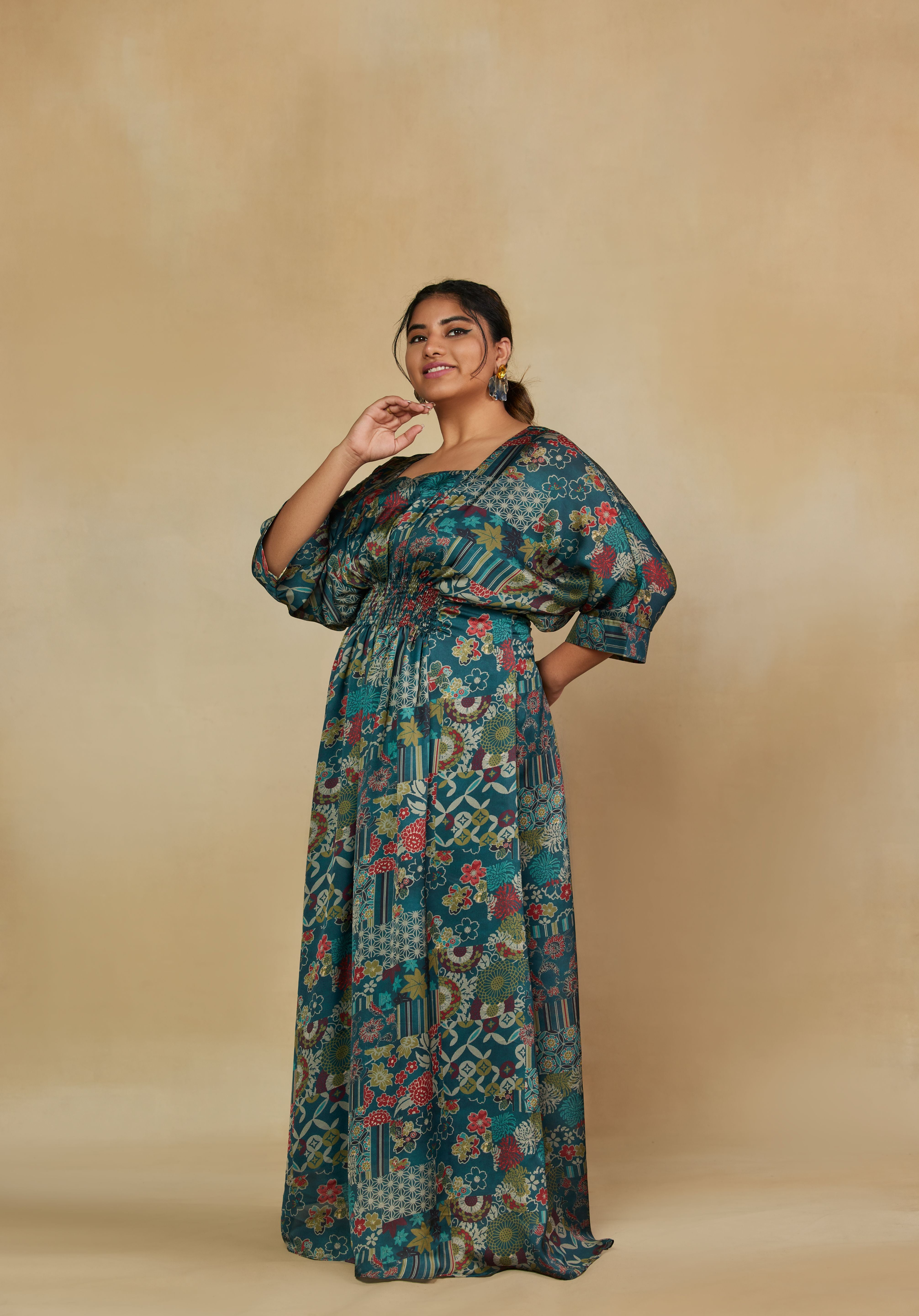 Ravishing Green Printed Maxi Dress