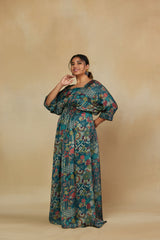 Ravishing Green Printed Maxi Dress