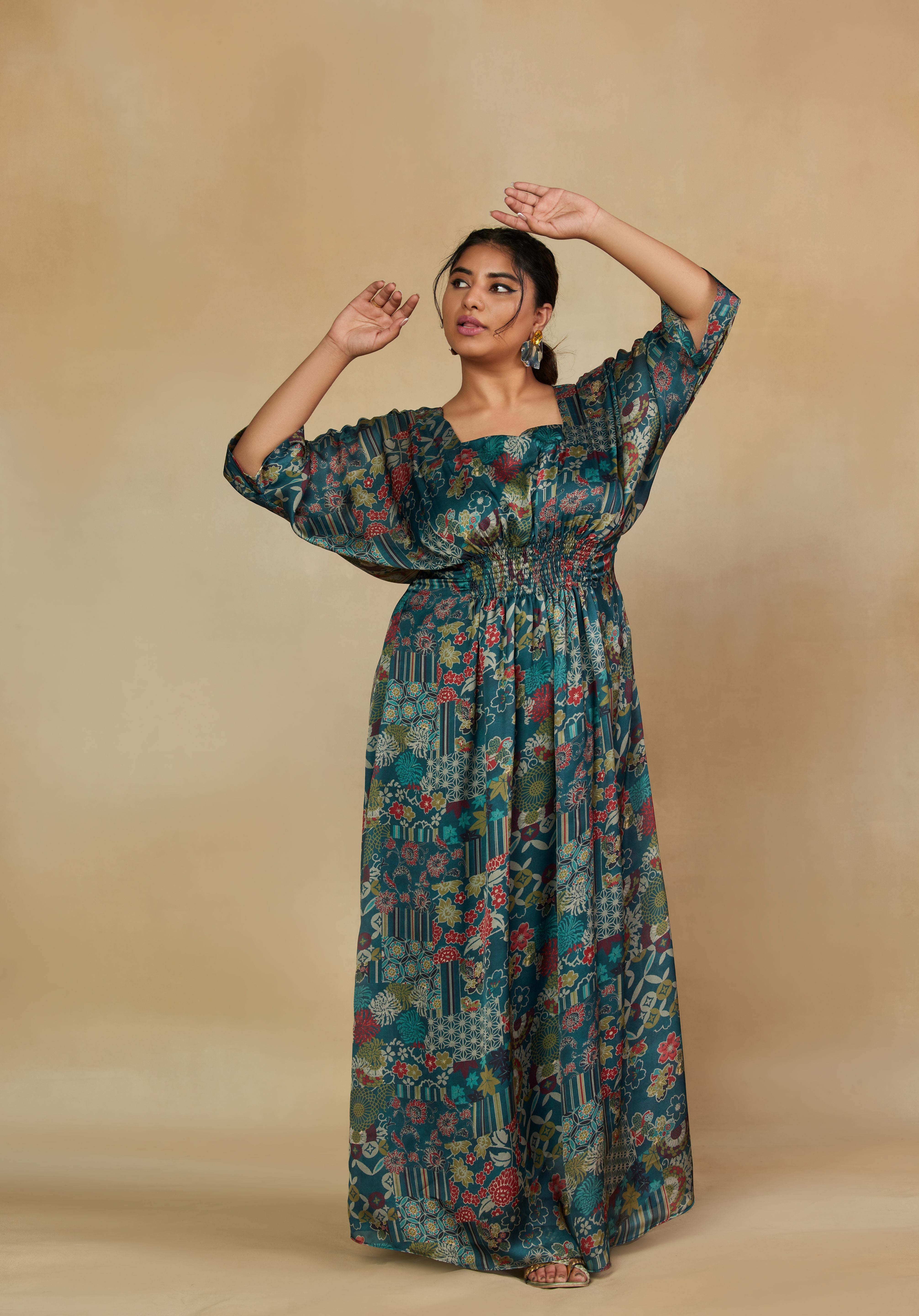 Ravishing Green Printed Maxi Dress