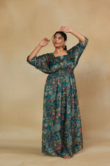 Ravishing Green Printed Maxi Dress