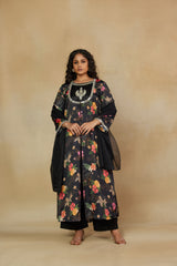 Imperial Black 3 Piece Party Wear Co-Ord Set with Dupatta