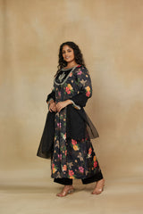 Imperial Black 3 Piece Party Wear Co-Ord Set with Dupatta