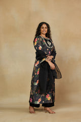 Imperial Black 3 Piece Party Wear Co-Ord Set with Dupatta