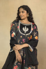 Imperial Black 3 Piece Party Wear Co-Ord Set with Dupatta