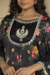 Imperial Black 3 Piece Party Wear Co-Ord Set with Dupatta