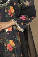 Imperial Black 3 Piece Party Wear Co-Ord Set with Dupatta