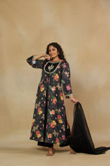 Imperial Black 3 Piece Party Wear Co-Ord Set with Dupatta