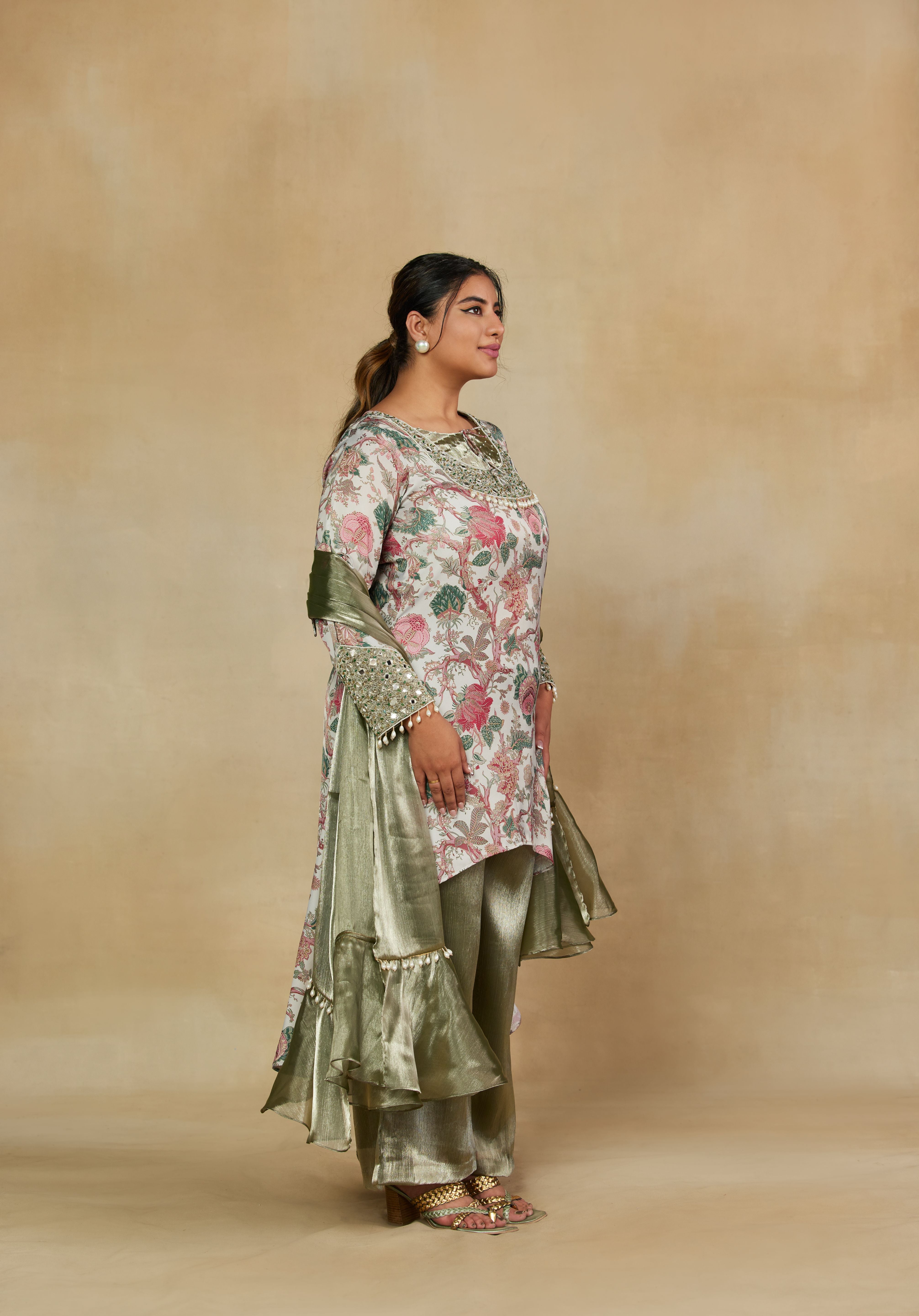 Aurora Mirror work 3 piece suit set Dupatta