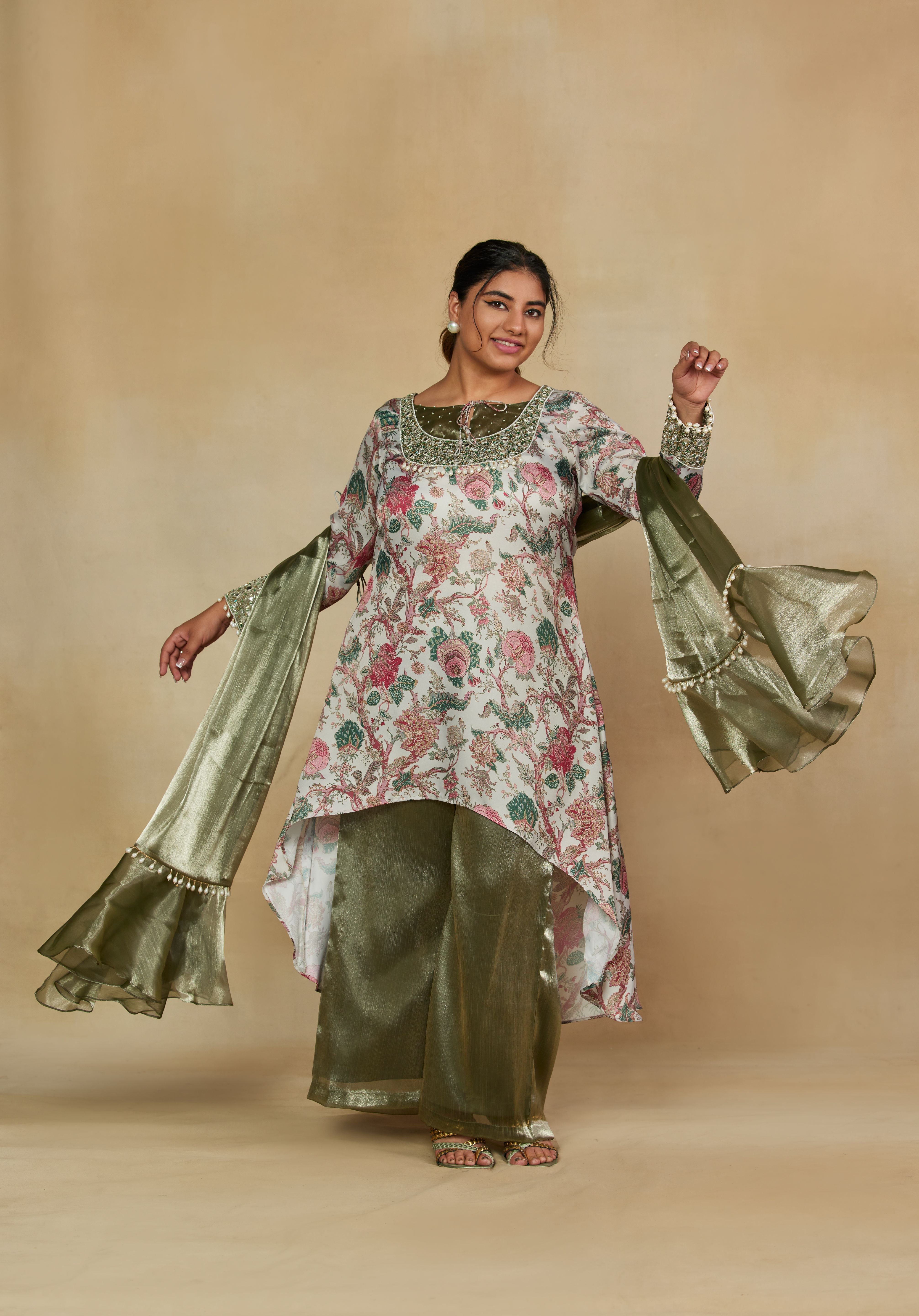 Aurora Mirror work 3 piece suit set Dupatta