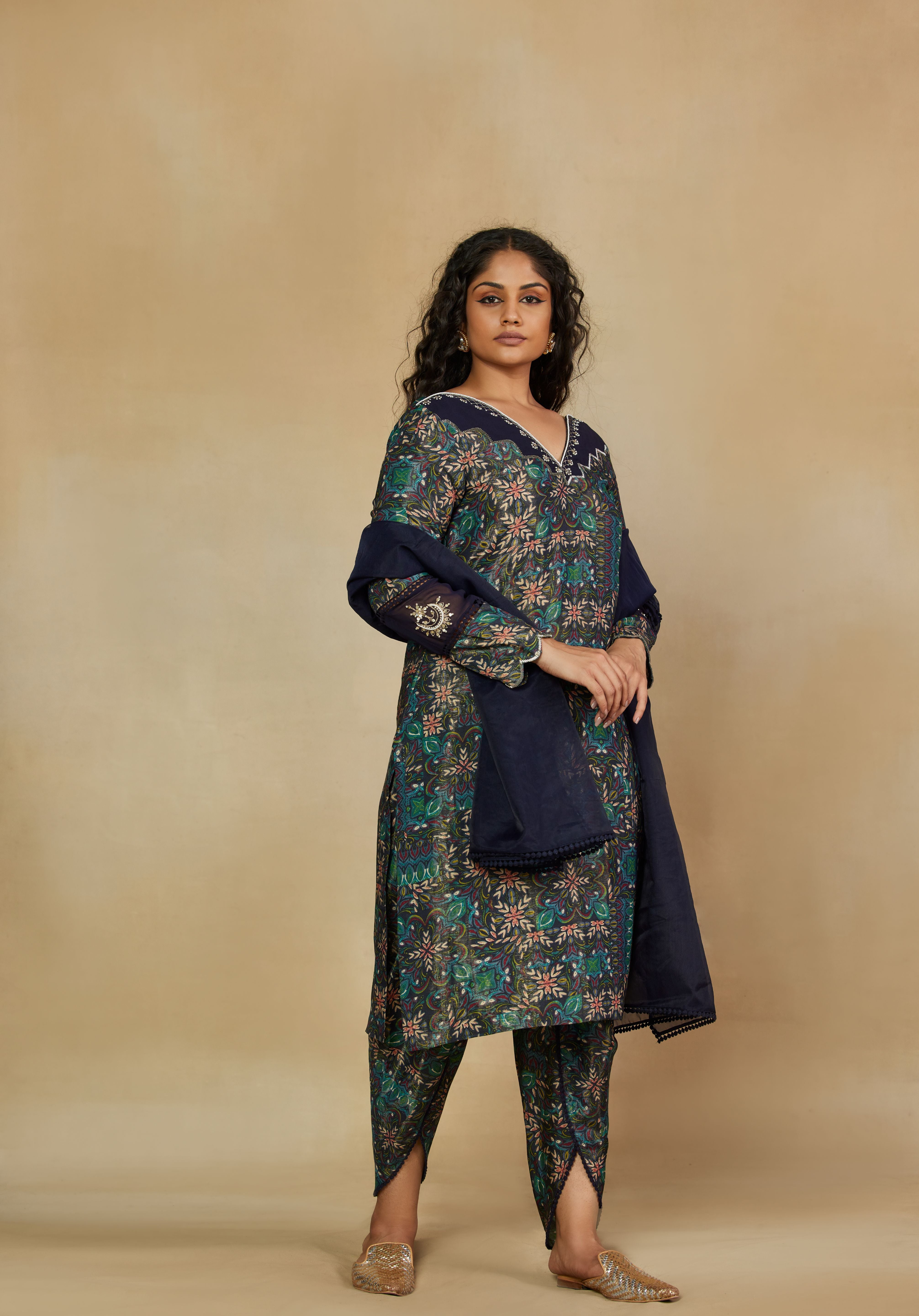 Glorious Luxe 3 Piece Printed Suit Set with Dupatta  and Tulip Pants