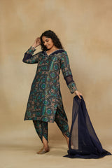 Glorious Luxe 3 Piece Printed Suit Set with Dupatta  and Tulip Pants