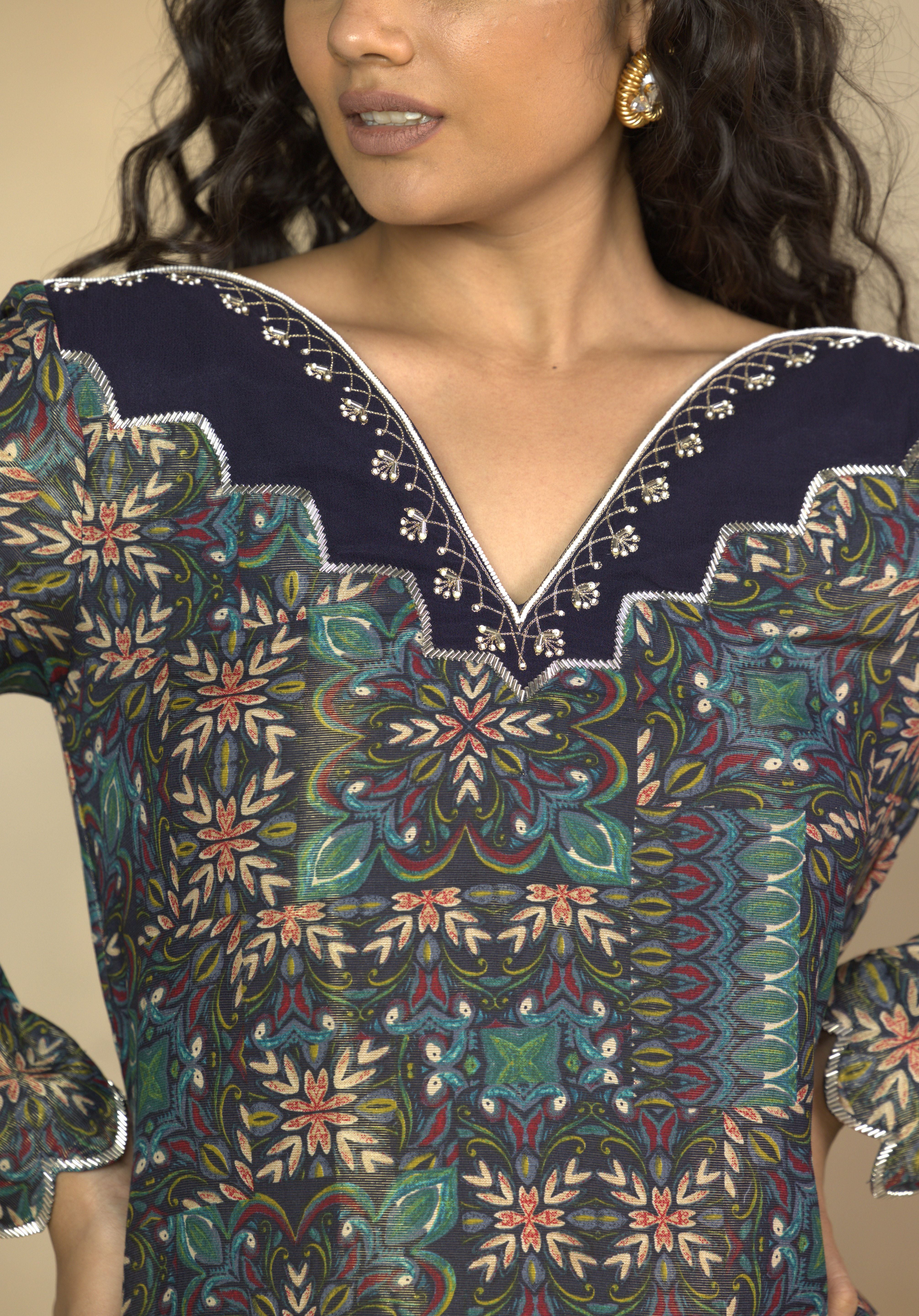 Glorious Luxe 3 Piece Printed Suit Set with Dupatta  and Tulip Pants