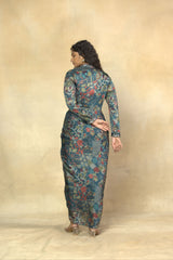 Mesmerising Green Printed Ankle Length Dress